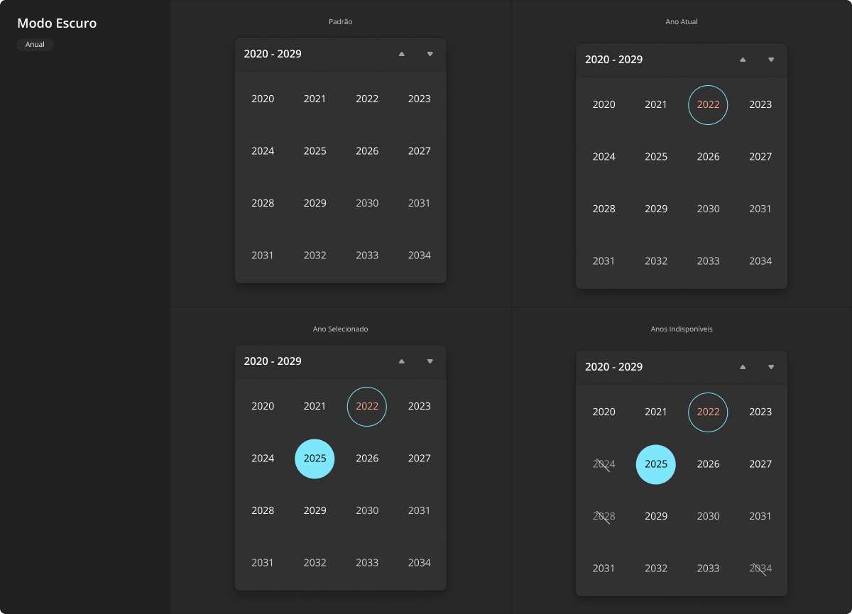 Calendar - Modo Escuro - Anual