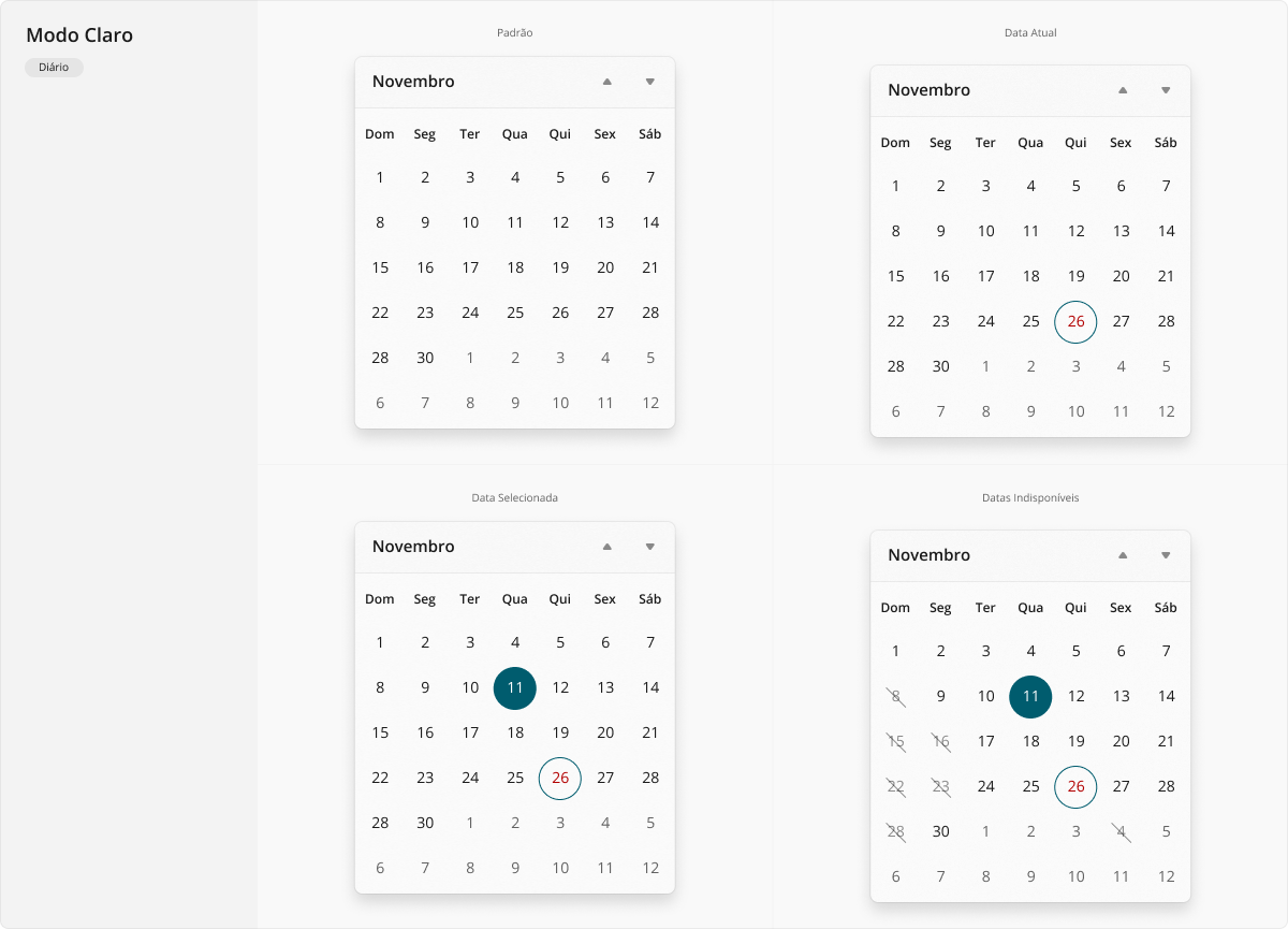 Calendar - Modo Claro - Diário