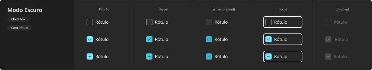 CheckField - Modo Escuro - Checkbox com Rótulo