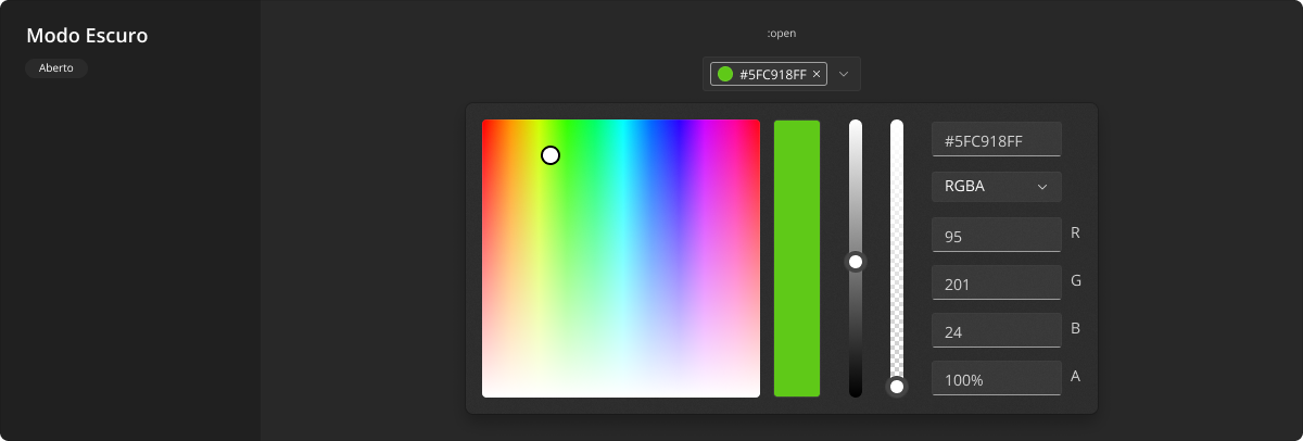 ColorField - Modo Escuro - Aberto