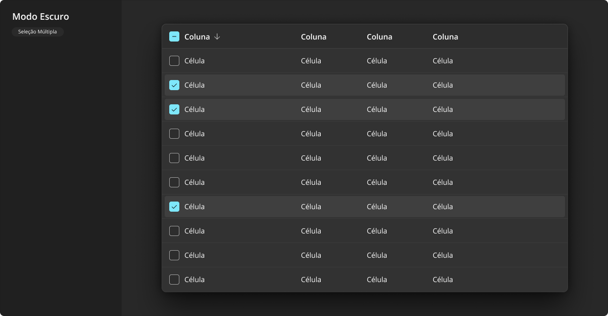 DataTable - Modo Escuro - Seleção Múltipla