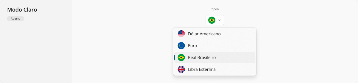 DropdownButton - Modo Claro - Aberto