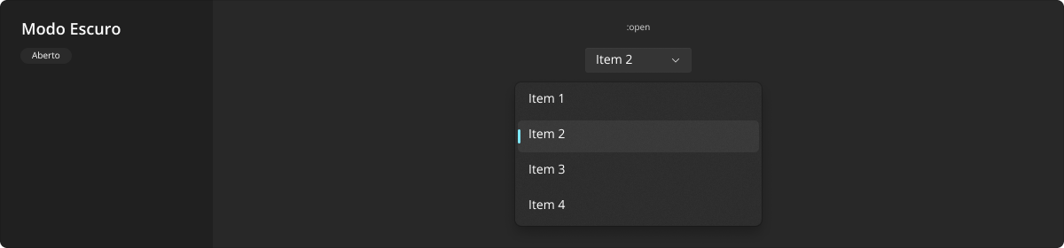 DropdownField - Modo Escuro - Aberto