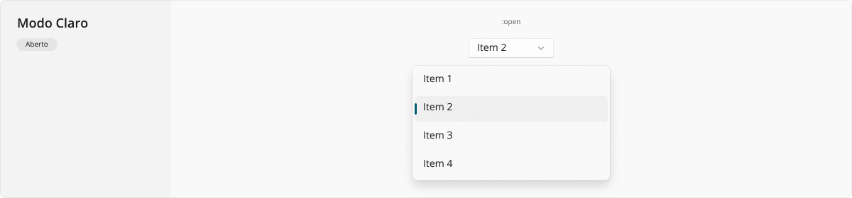 DropdownField - Modo Claro - Aberto