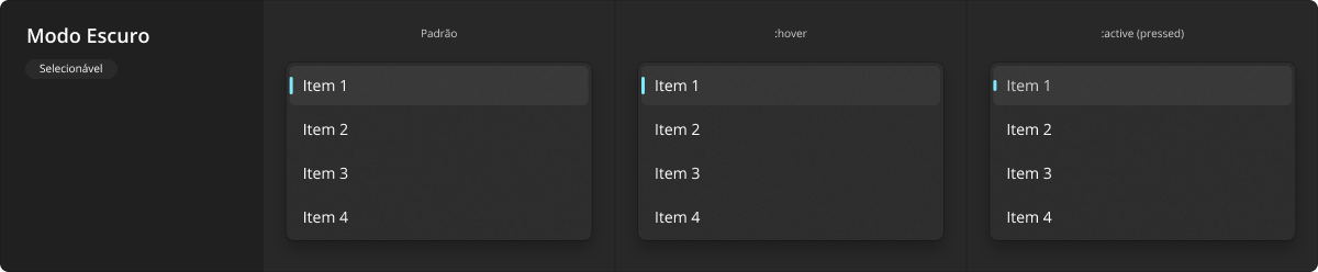 MenuFlyout - Modo Escuro - Selecionável