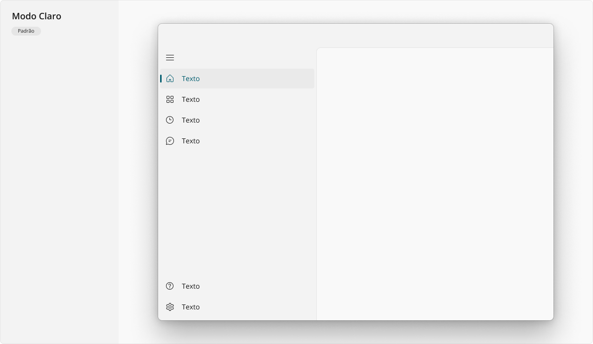 SideNavigation - Modo Claro - Padrão