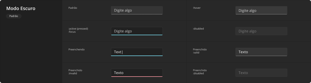 TextField - Modo Escuro - Padrão