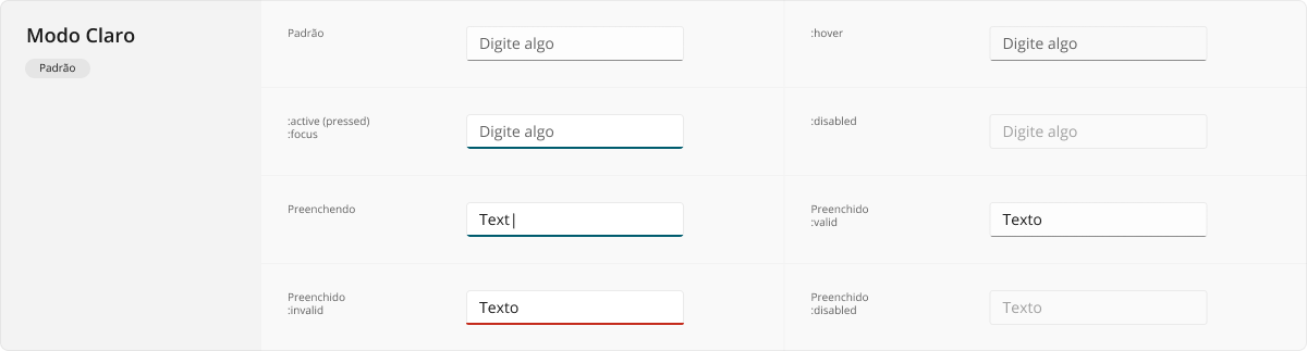 TextField - Modo Claro - Padrão