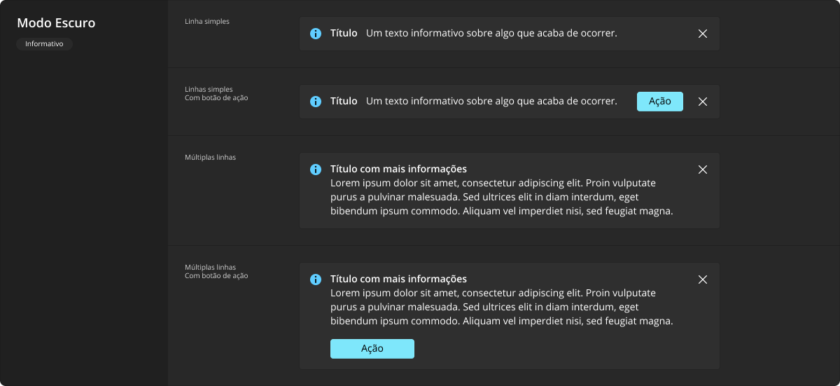 ToastNotification - Modo Escuro - Informativo